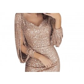 2023 New Women Sexy Dresses Glitter Sparkly Sequin Tassel Sleeves V Neck Club Mini Skinny Sundress Elegant Ladies Party Dresses