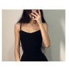 Summer Sexy Mini Dress Women Sleeveless Strap Streetwear Backless Folds Bodycon Split Black Dress Party Elegant A-LINE Dresses