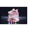 Disney LED Casual Sneakers For Spring Girls Frozen Elsa Princess Print Pu Leather Shoes Children Lighted Non-slip Pink Purple