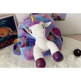 Cute Toddler Kids Winter Fur Unicorn Backpack for Littler Girls Cartoon Back Pack Children Kindergarten Schoolbag Shoulders Bag