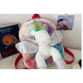 Cute Toddler Kids Winter Fur Unicorn Backpack for Littler Girls Cartoon Back Pack Children Kindergarten Schoolbag Shoulders Bag